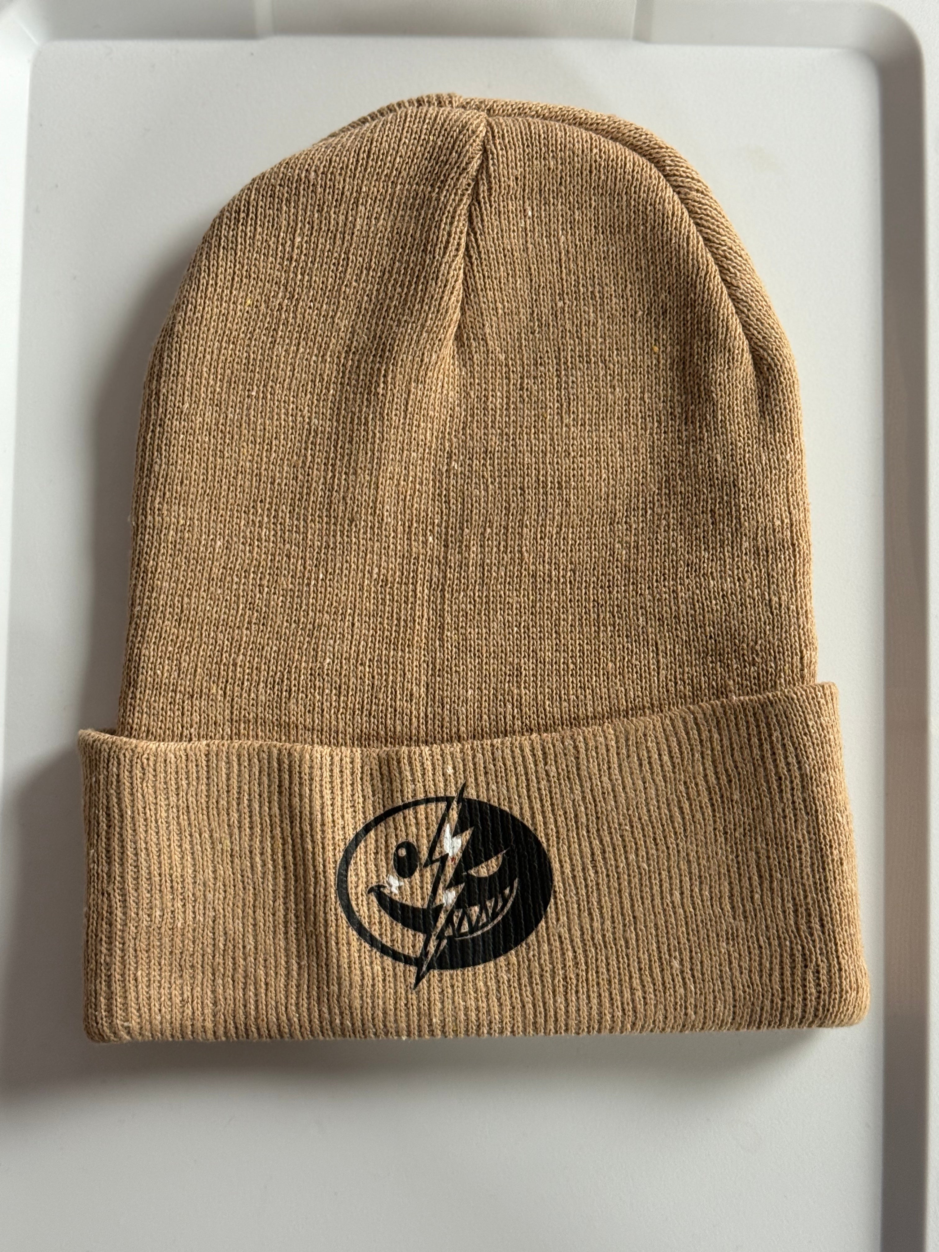 Smiley Face Tan Beanie