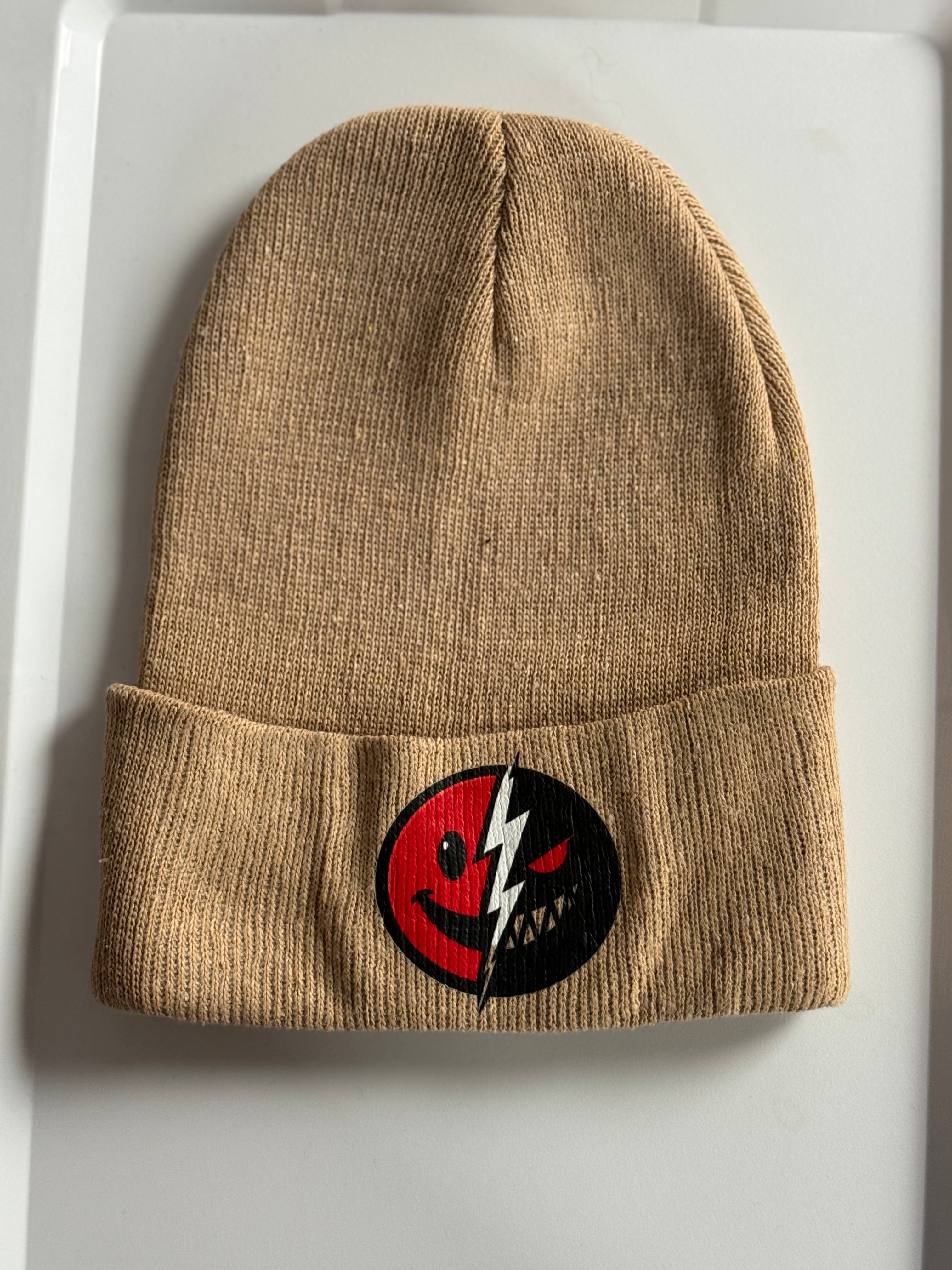 Smiley Face Tan Beanie
