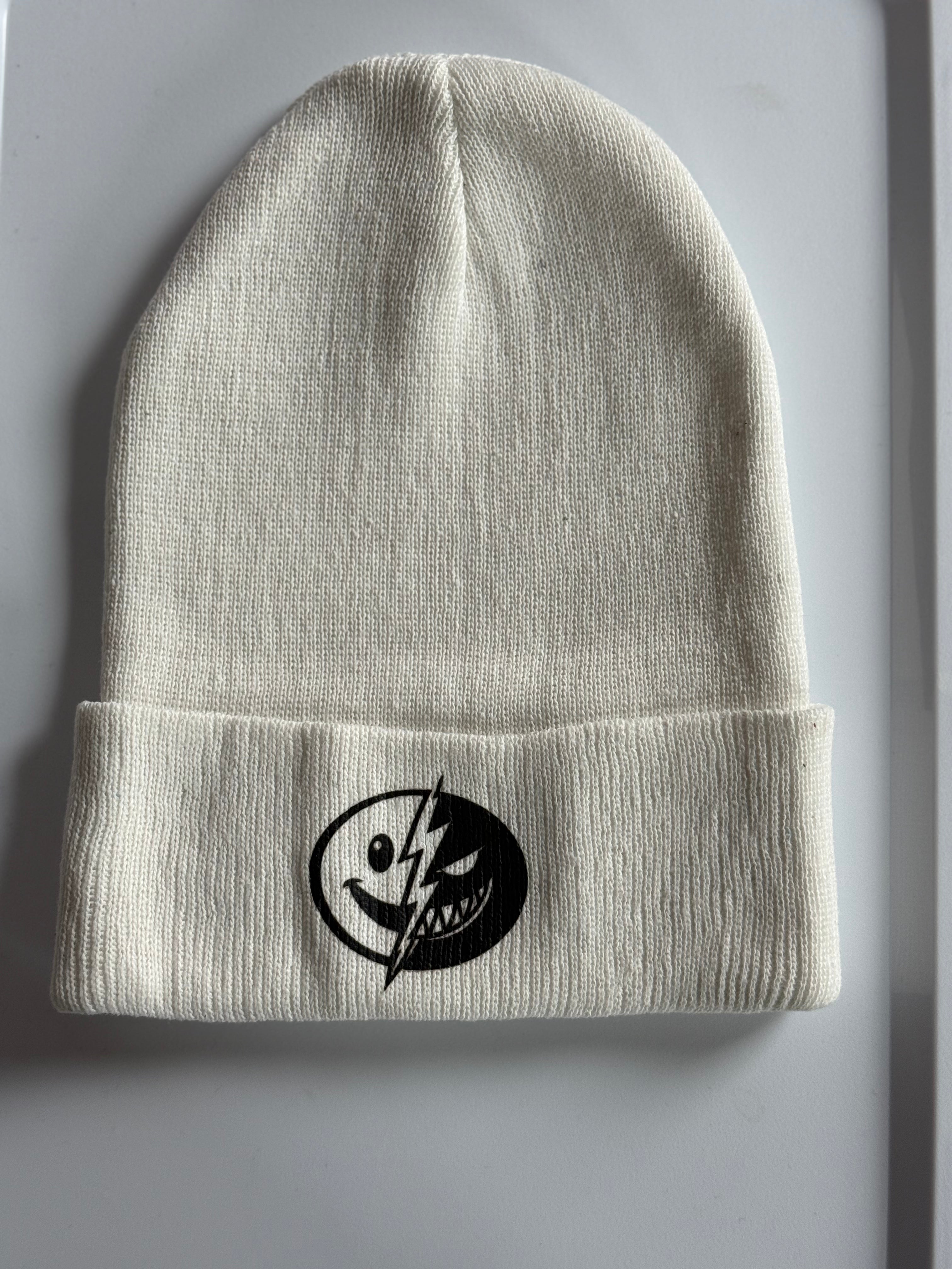 Smiley Face White Beanie